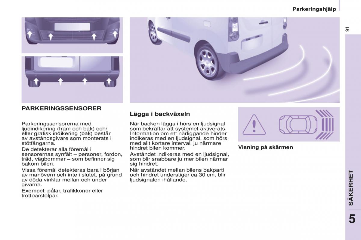 Peugeot Partner II 2 instruktionsbok / page 93