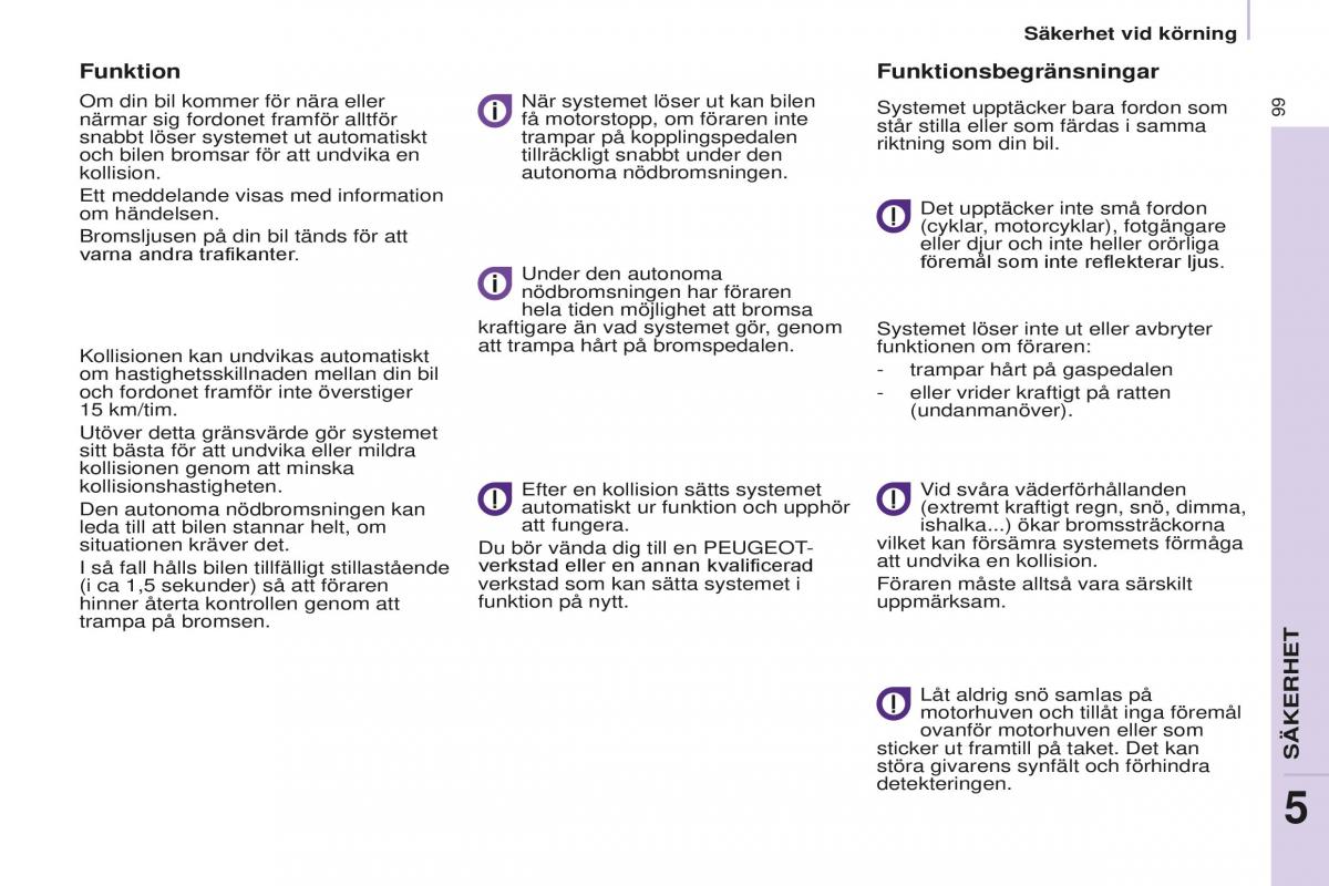 Peugeot Partner II 2 instruktionsbok / page 101