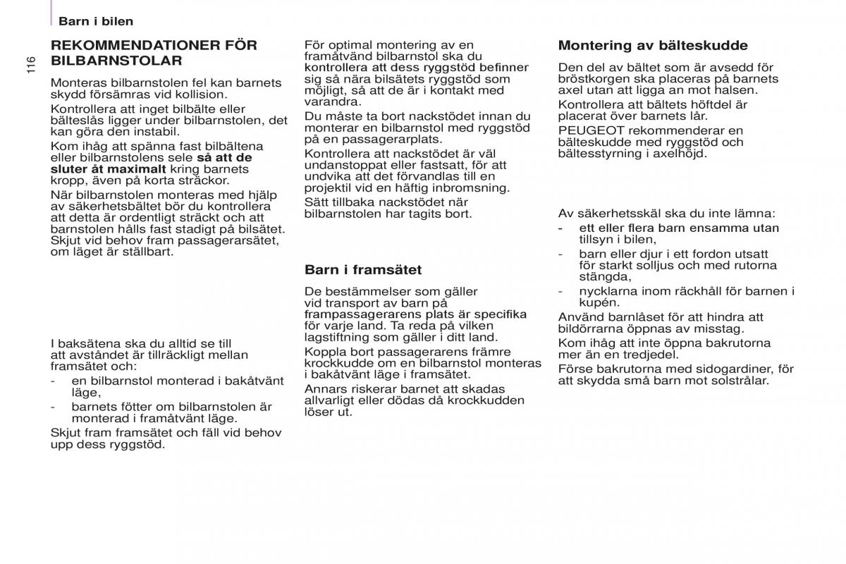 Peugeot Partner II 2 instruktionsbok / page 118