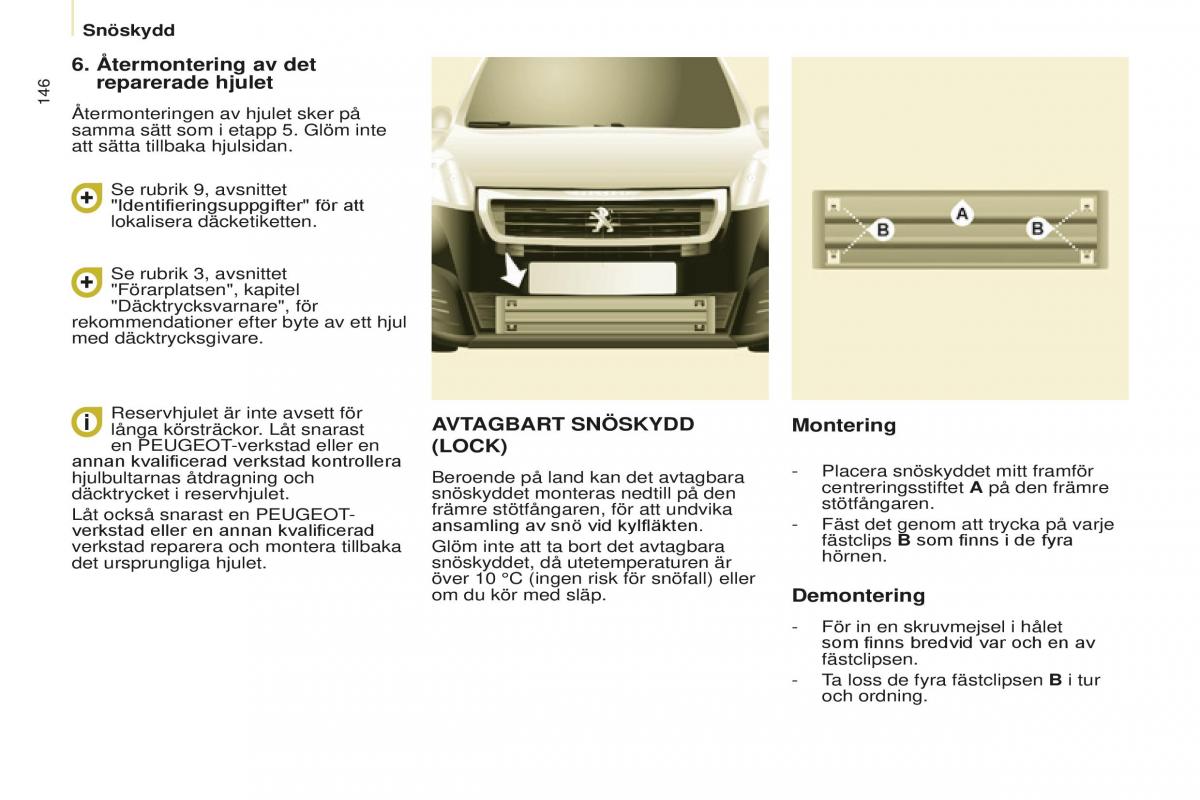 Peugeot Partner II 2 instruktionsbok / page 148