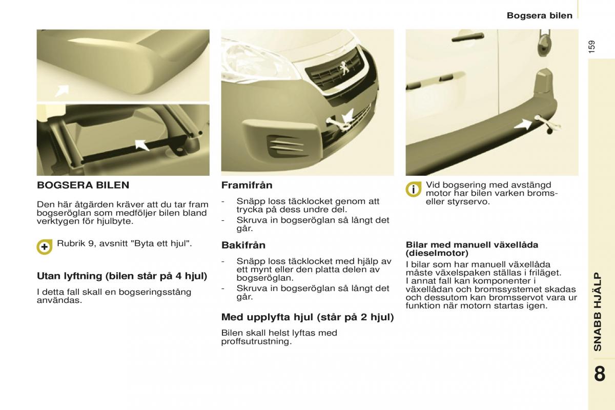 Peugeot Partner II 2 instruktionsbok / page 161