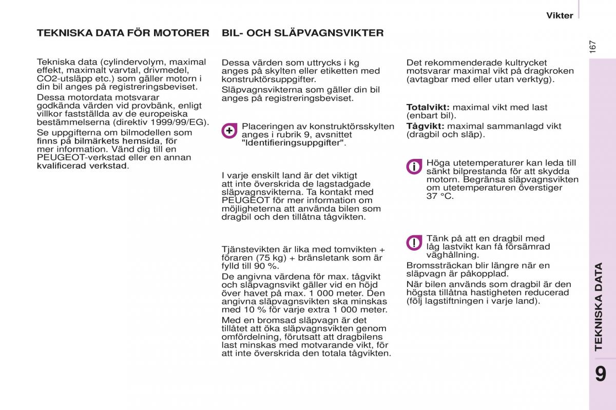 Peugeot Partner II 2 instruktionsbok / page 169