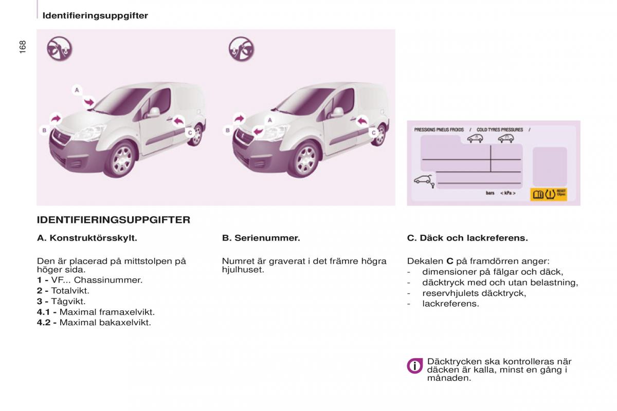 Peugeot Partner II 2 instruktionsbok / page 170