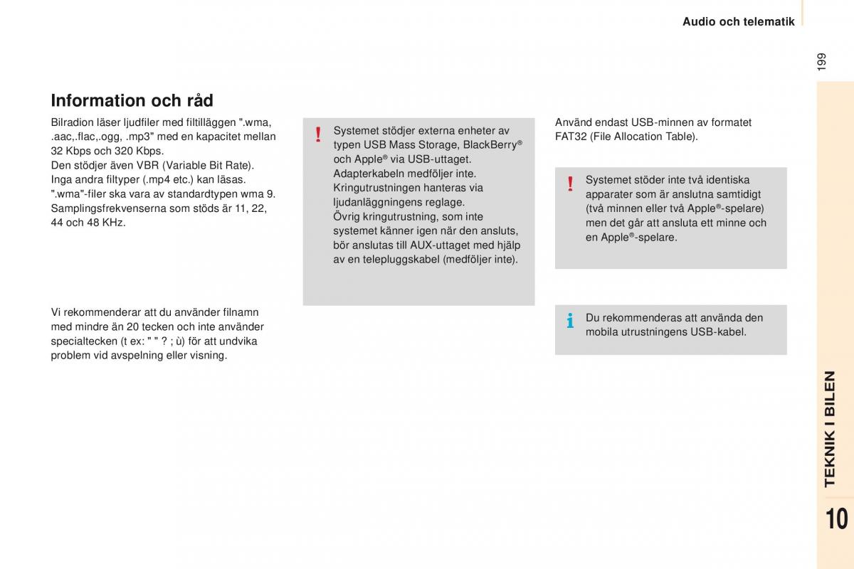 Peugeot Partner II 2 instruktionsbok / page 201