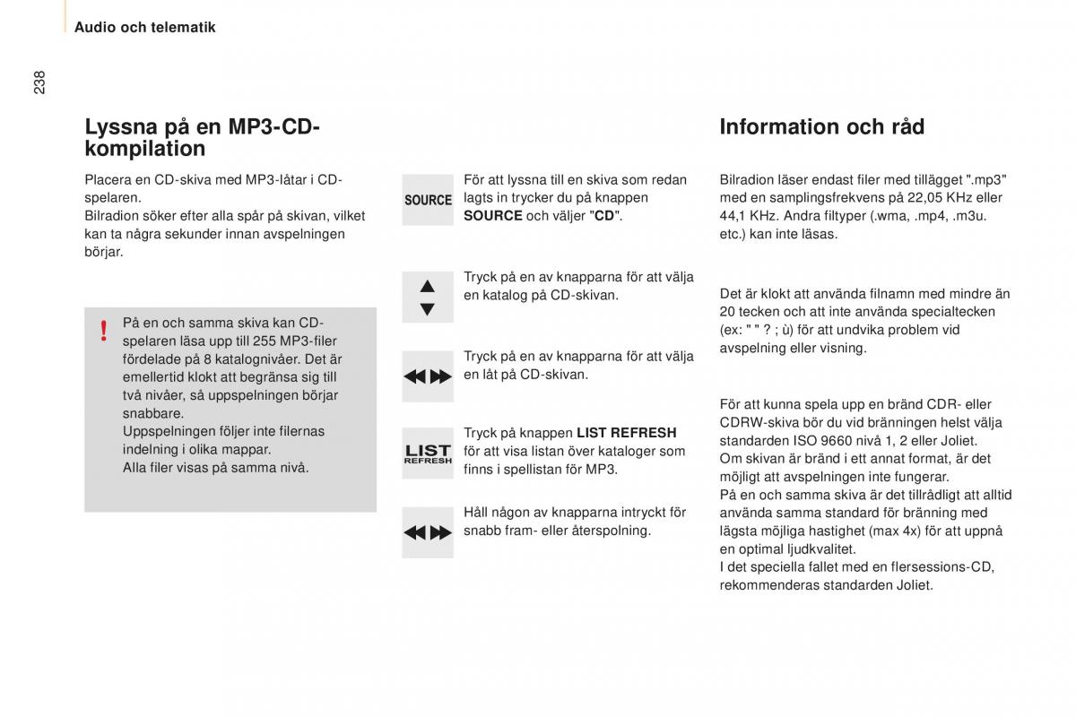 Peugeot Partner II 2 instruktionsbok / page 240