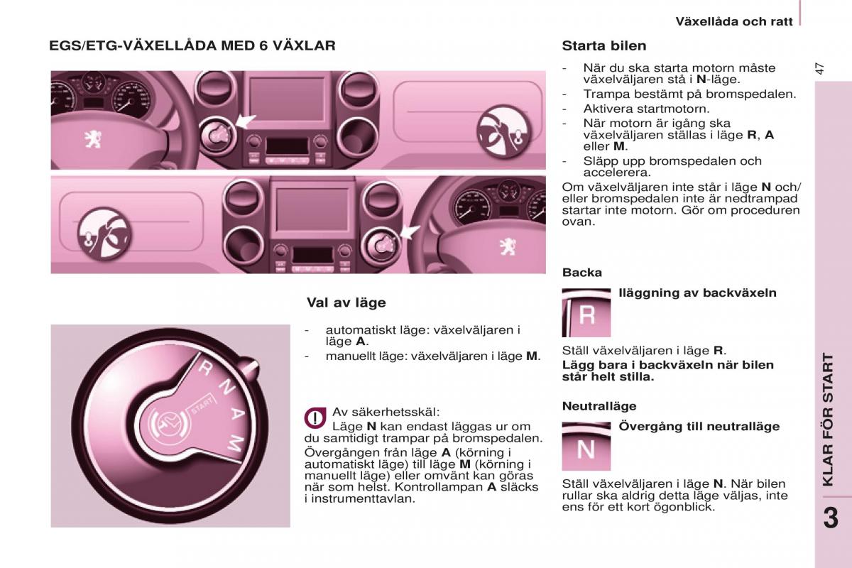 Peugeot Partner II 2 instruktionsbok / page 49