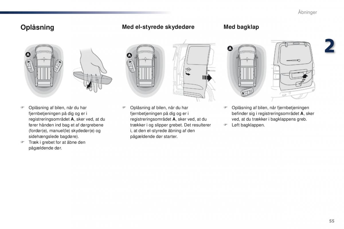 Peugeot Traveller Bilens instruktionsbog / page 57