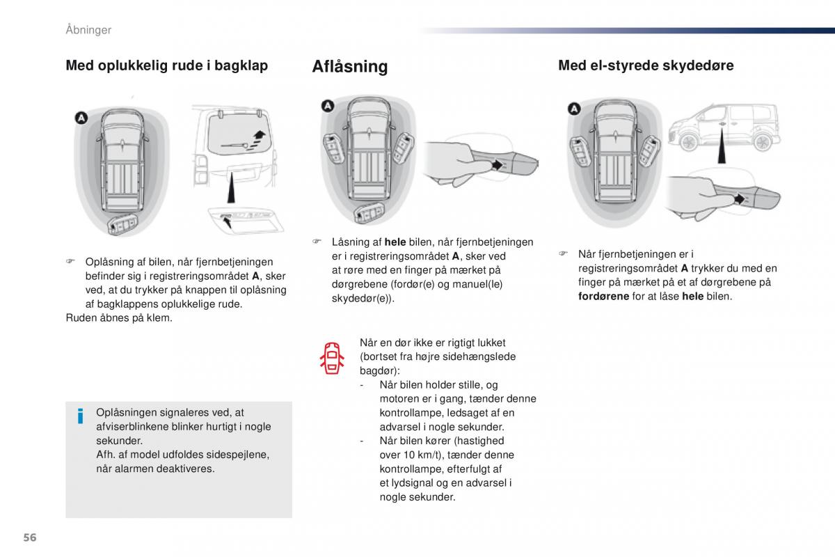 Peugeot Traveller Bilens instruktionsbog / page 58