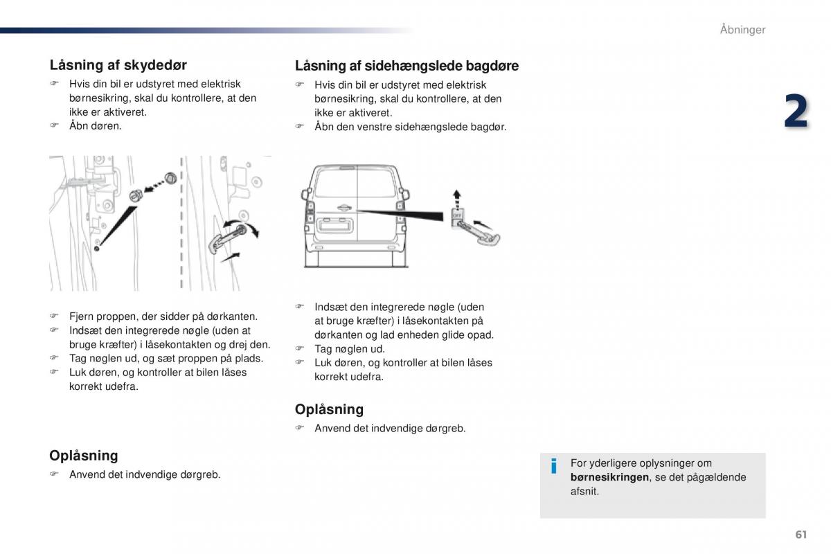 Peugeot Traveller Bilens instruktionsbog / page 63