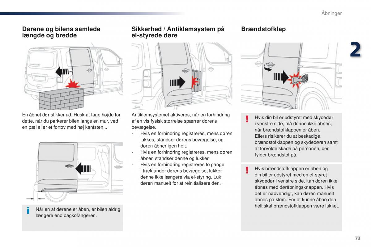 Peugeot Traveller Bilens instruktionsbog / page 75