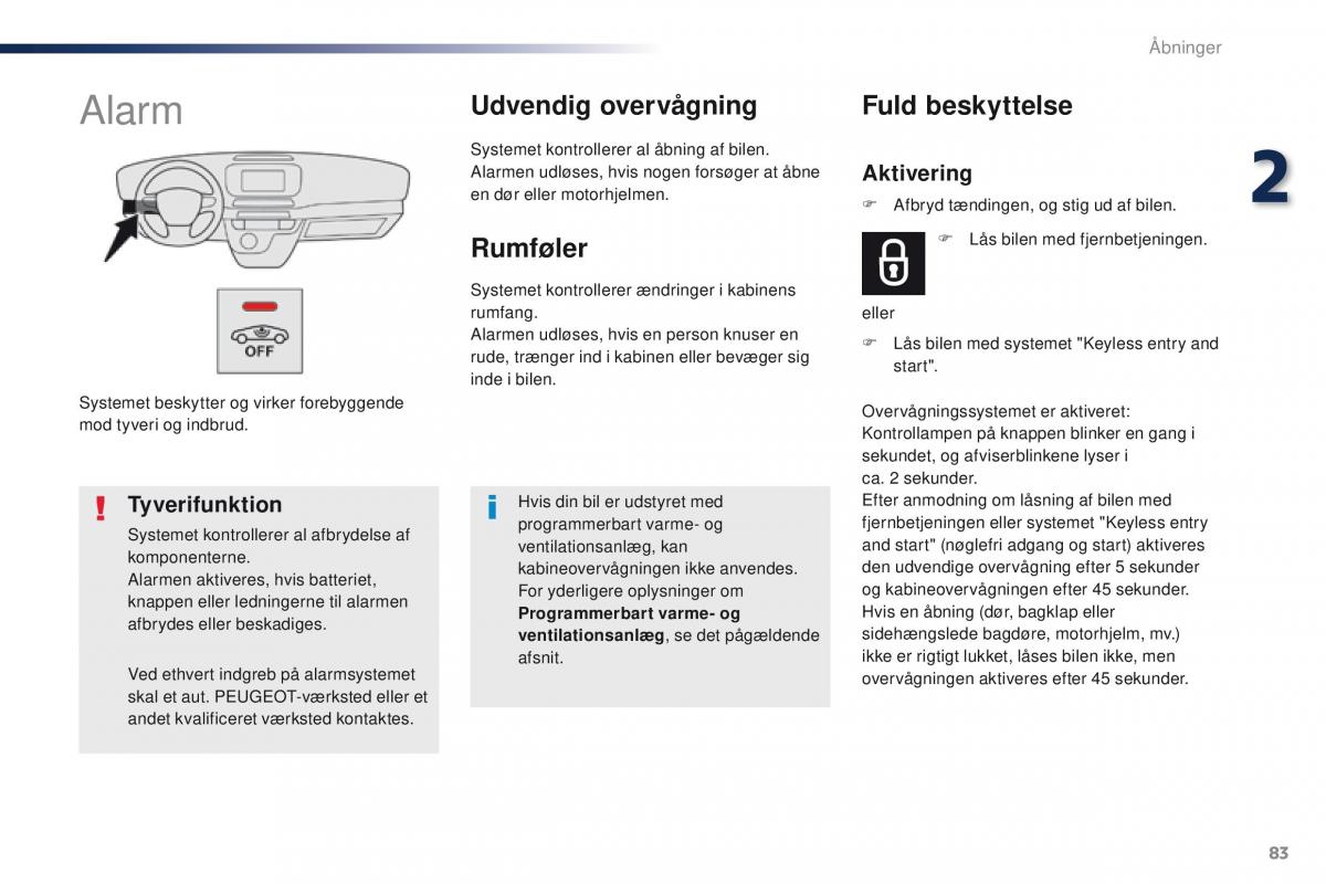 Peugeot Traveller Bilens instruktionsbog / page 85