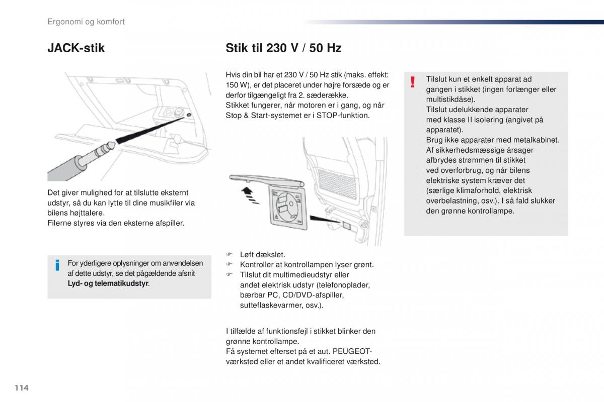 Peugeot Traveller Bilens instruktionsbog / page 116