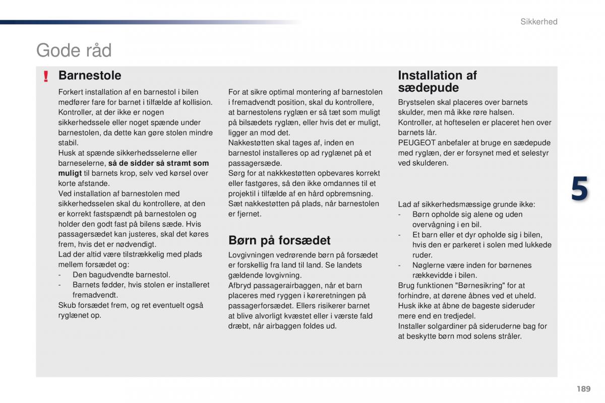 Peugeot Traveller Bilens instruktionsbog / page 191