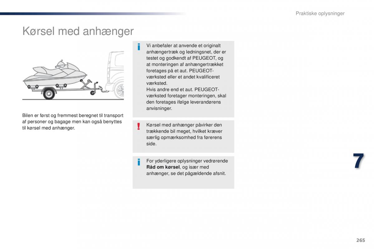 Peugeot Traveller Bilens instruktionsbog / page 267