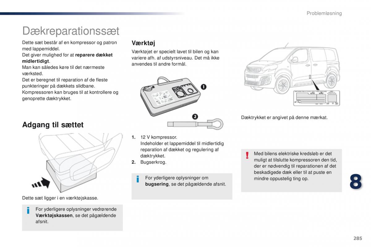 Peugeot Traveller Bilens instruktionsbog / page 287