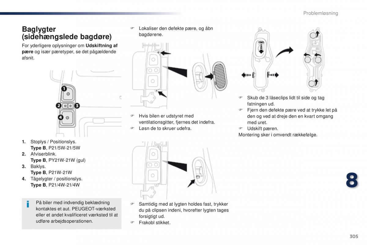 Peugeot Traveller Bilens instruktionsbog / page 307