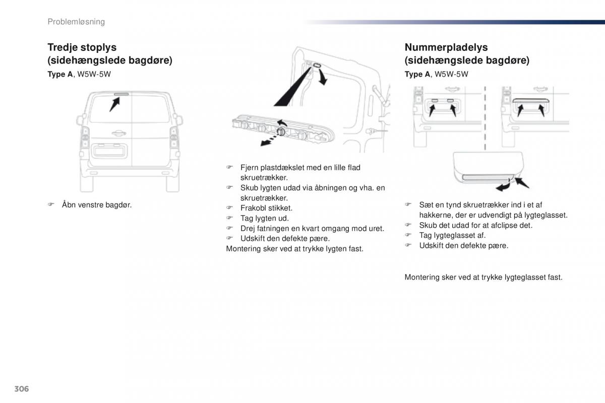 Peugeot Traveller Bilens instruktionsbog / page 308