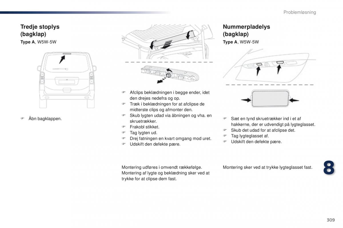 Peugeot Traveller Bilens instruktionsbog / page 311