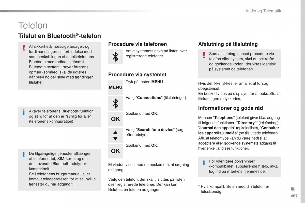 Peugeot Traveller Bilens instruktionsbog / page 489