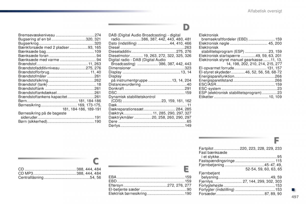 Peugeot Traveller Bilens instruktionsbog / page 499