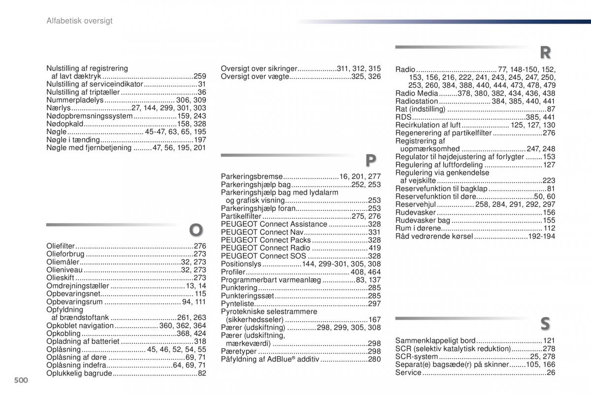 Peugeot Traveller Bilens instruktionsbog / page 502