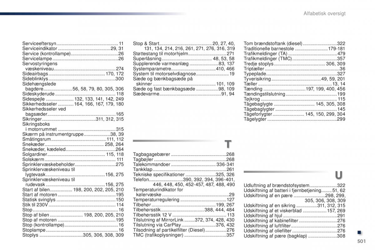 Peugeot Traveller Bilens instruktionsbog / page 503