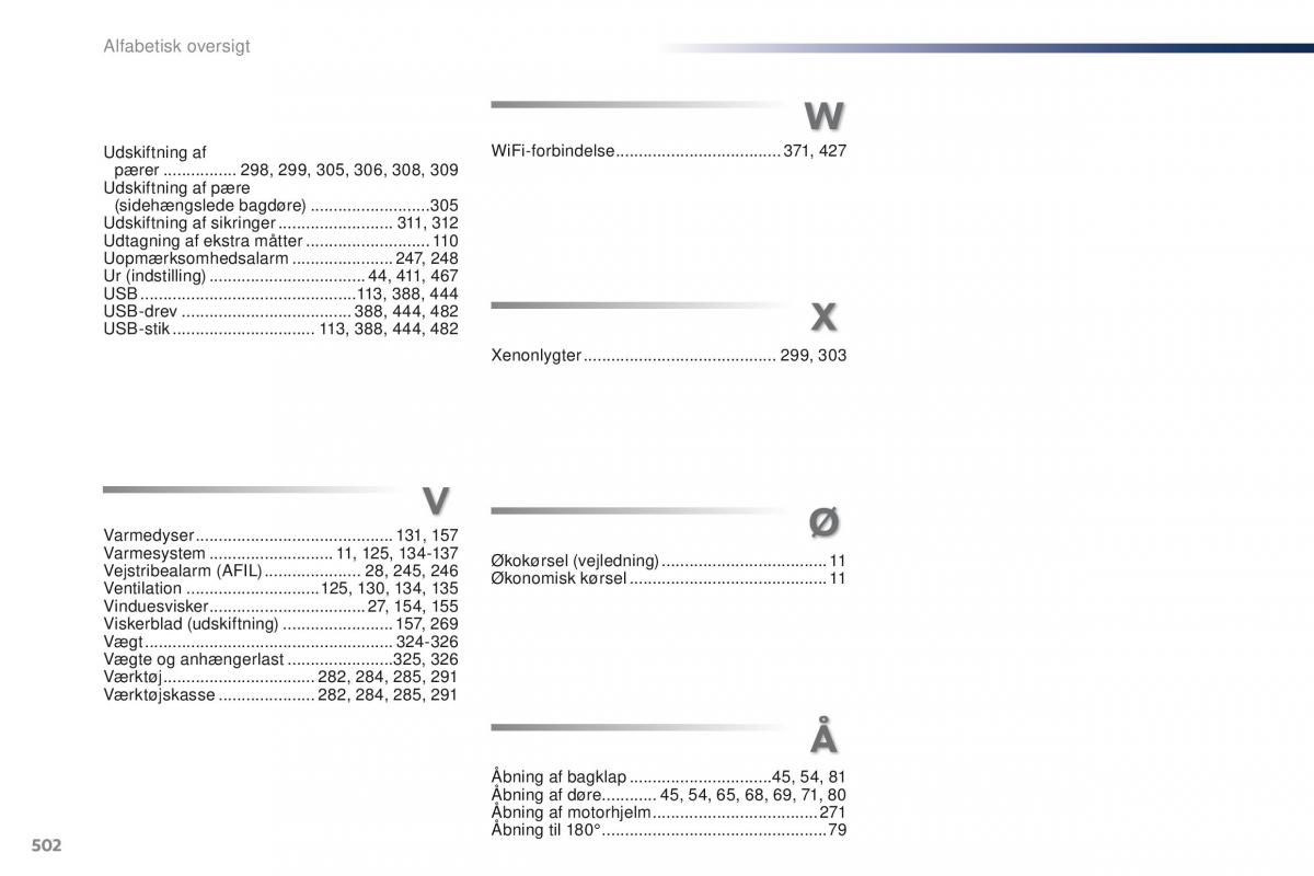 Peugeot Traveller Bilens instruktionsbog / page 504