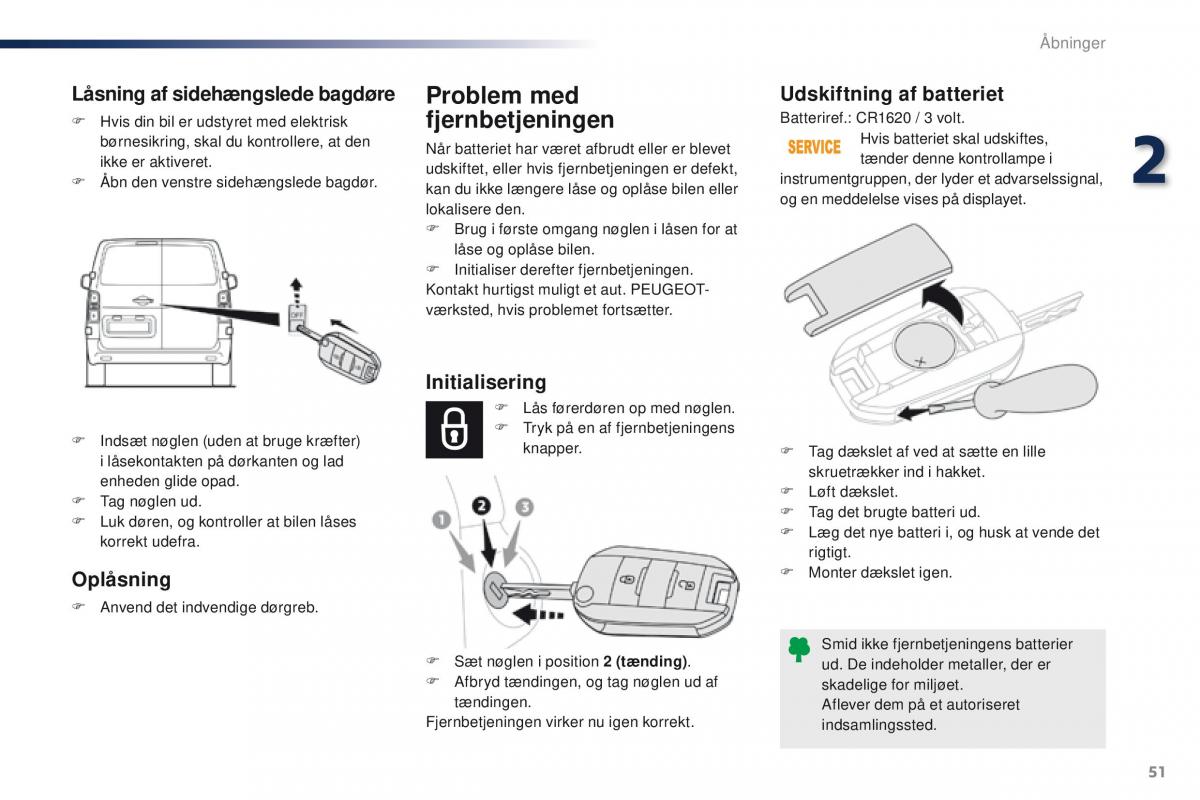 Peugeot Traveller Bilens instruktionsbog / page 53