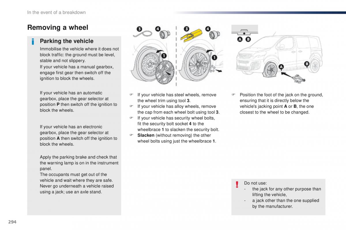 Peugeot Traveller owners manual / page 296