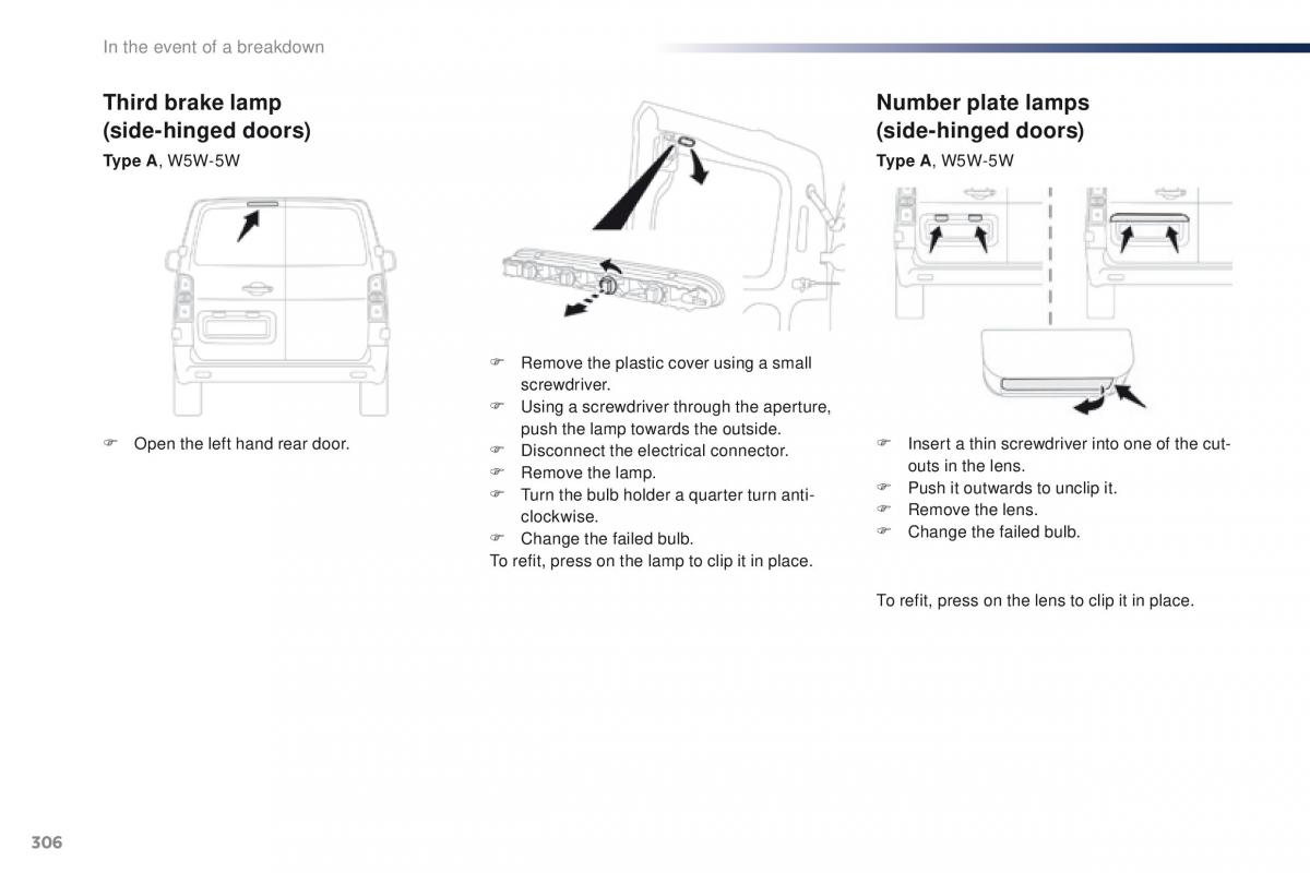 Peugeot Traveller owners manual / page 308