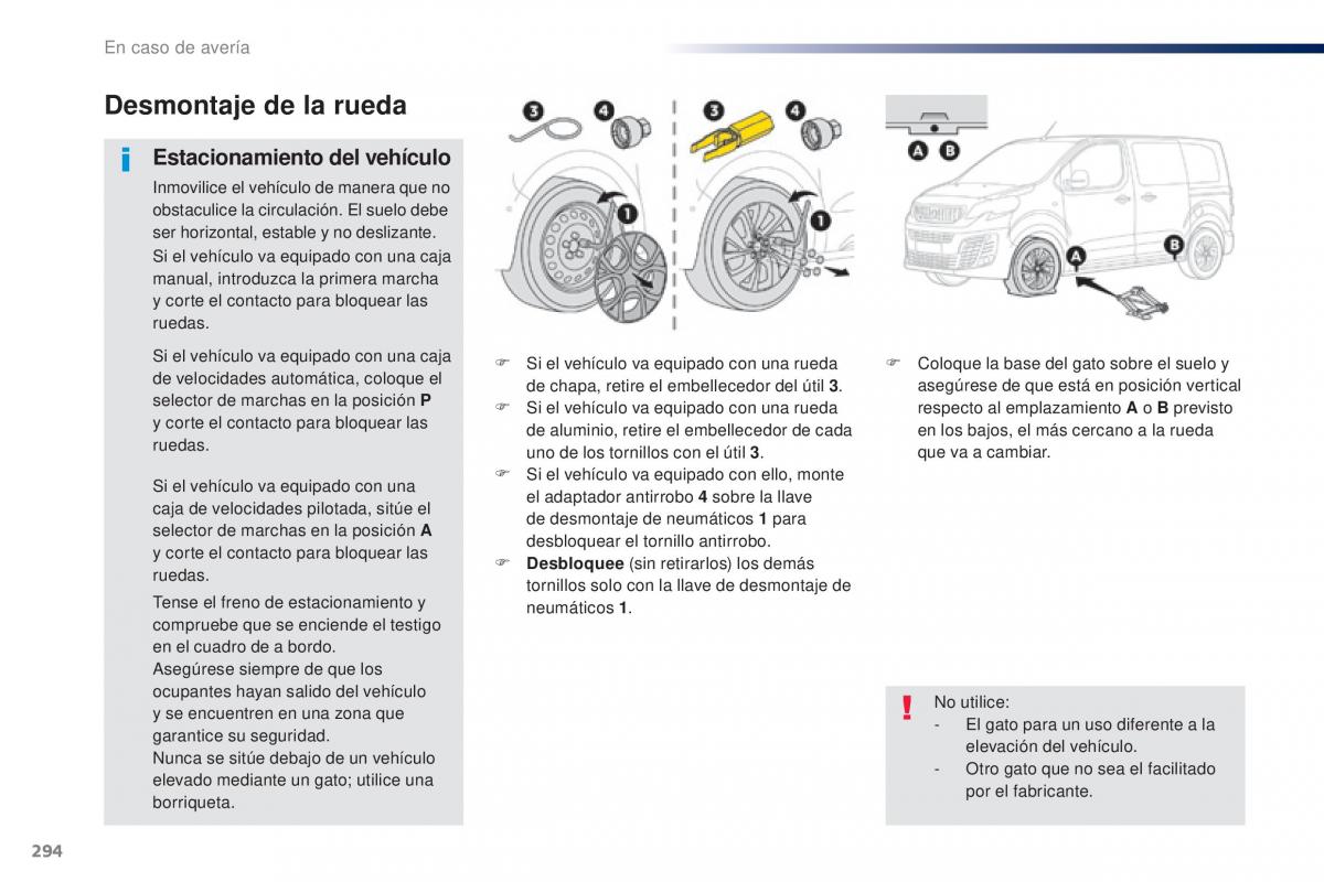 Peugeot Traveller manual del propietario / page 296