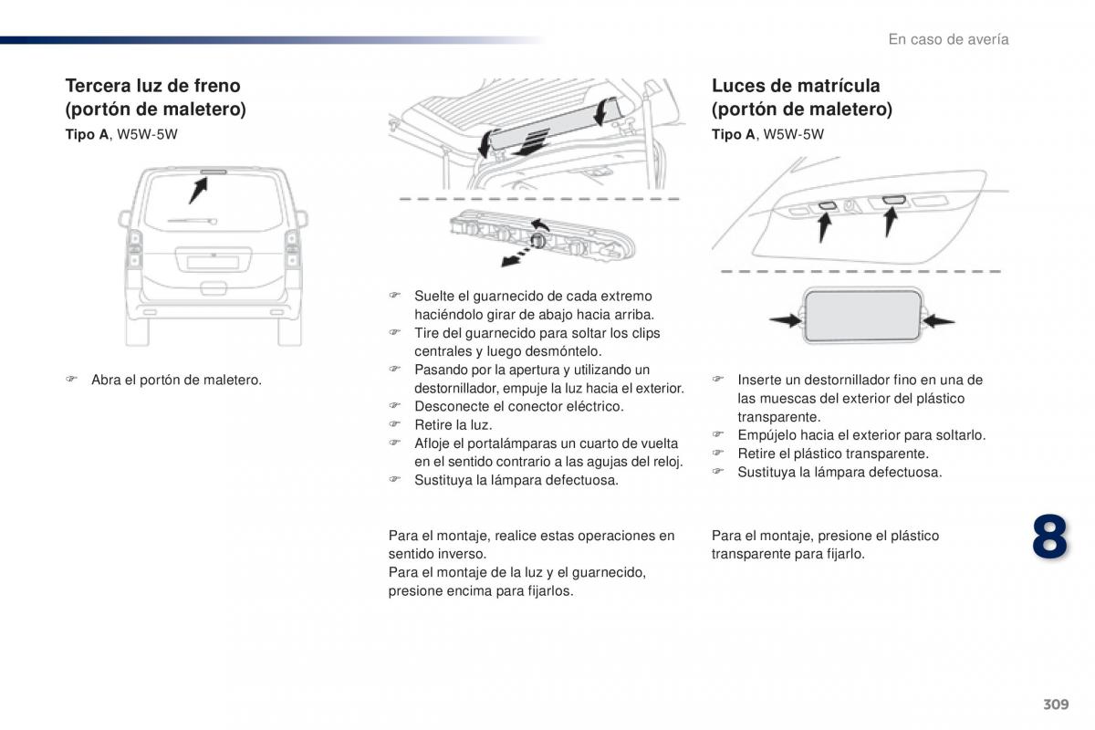 Peugeot Traveller manual del propietario / page 311