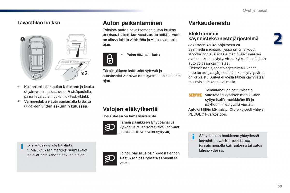 Peugeot Traveller omistajan kasikirja / page 61