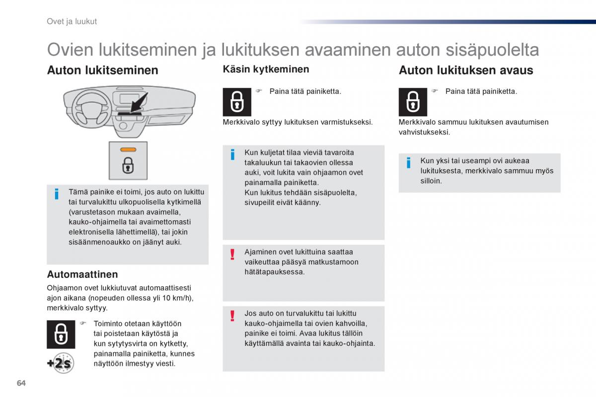 Peugeot Traveller omistajan kasikirja / page 66