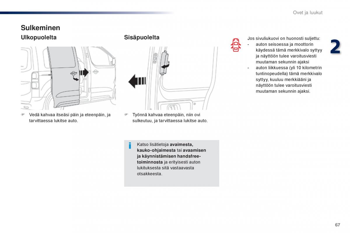 Peugeot Traveller omistajan kasikirja / page 69