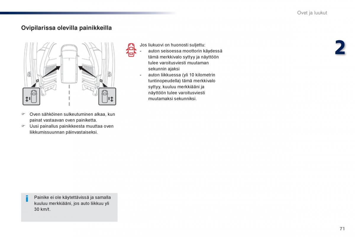 Peugeot Traveller omistajan kasikirja / page 73