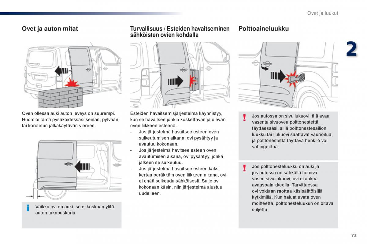 Peugeot Traveller omistajan kasikirja / page 75