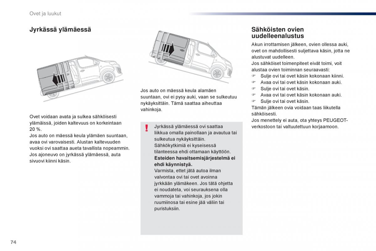 Peugeot Traveller omistajan kasikirja / page 76