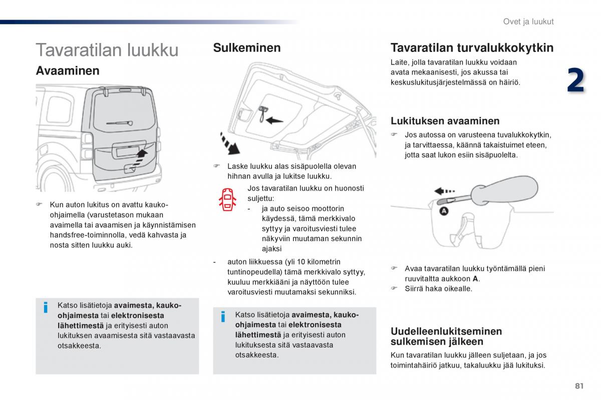 Peugeot Traveller omistajan kasikirja / page 83