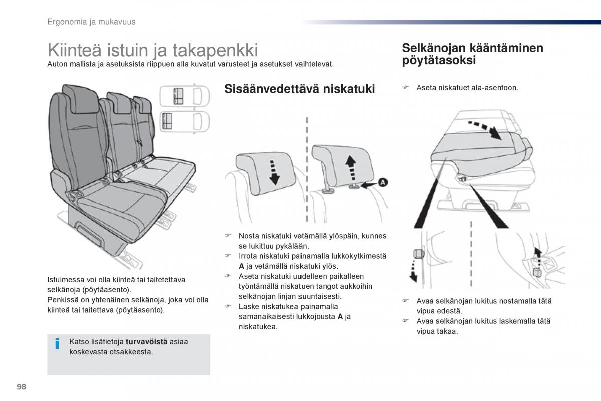 Peugeot Traveller omistajan kasikirja / page 100