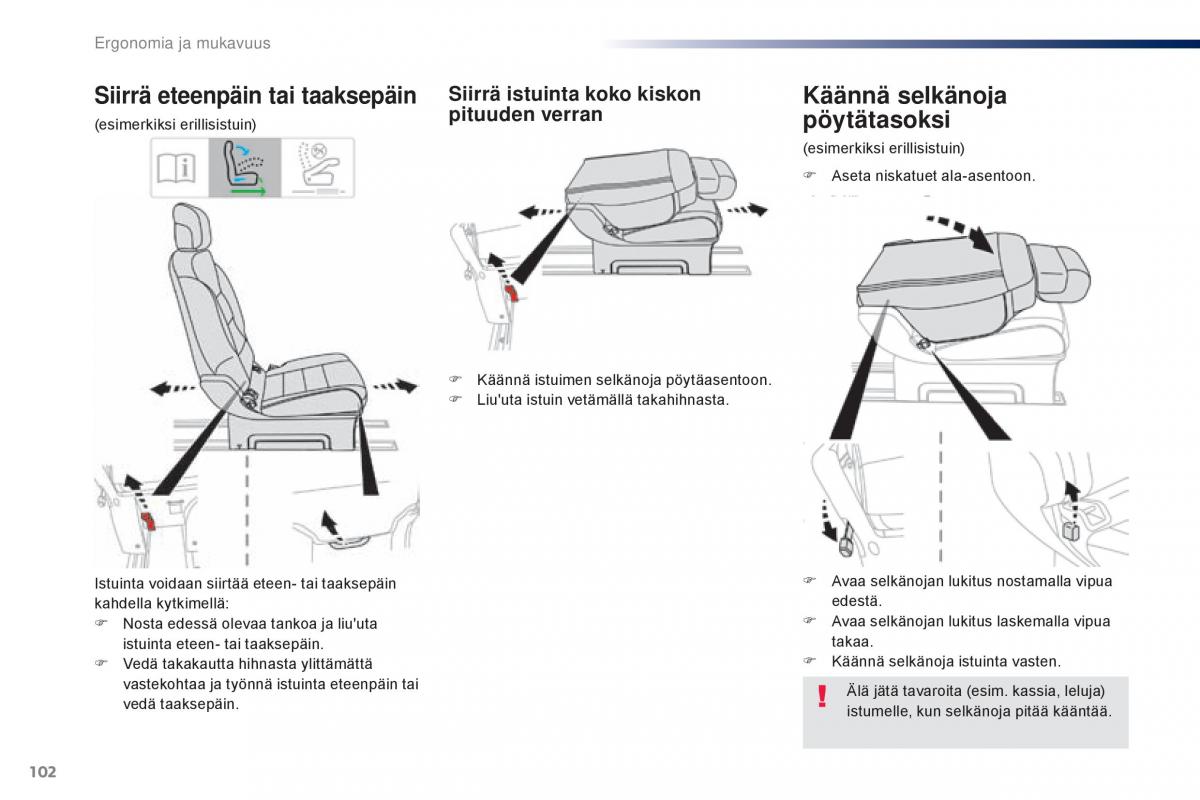 Peugeot Traveller omistajan kasikirja / page 104