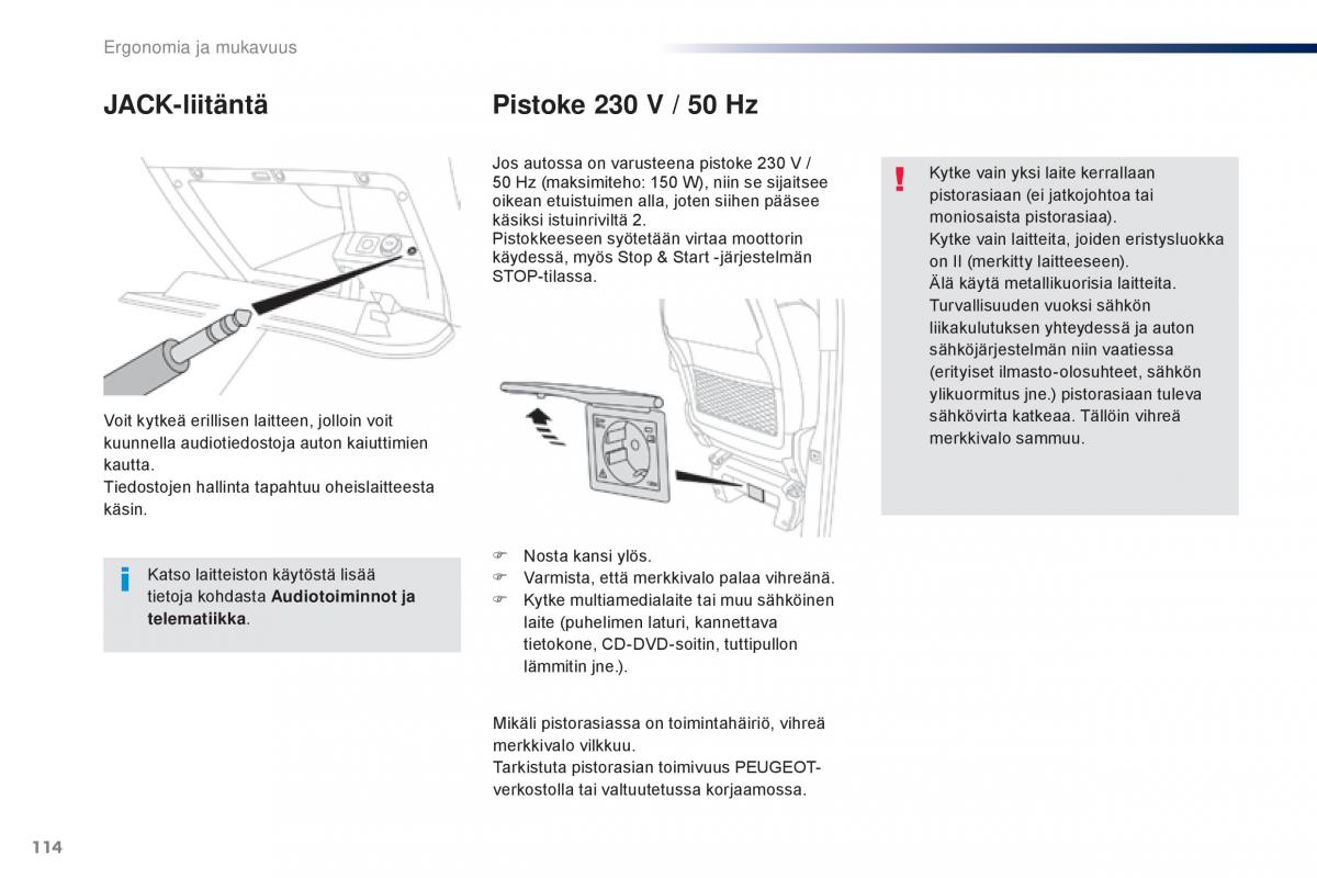 Peugeot Traveller omistajan kasikirja / page 116