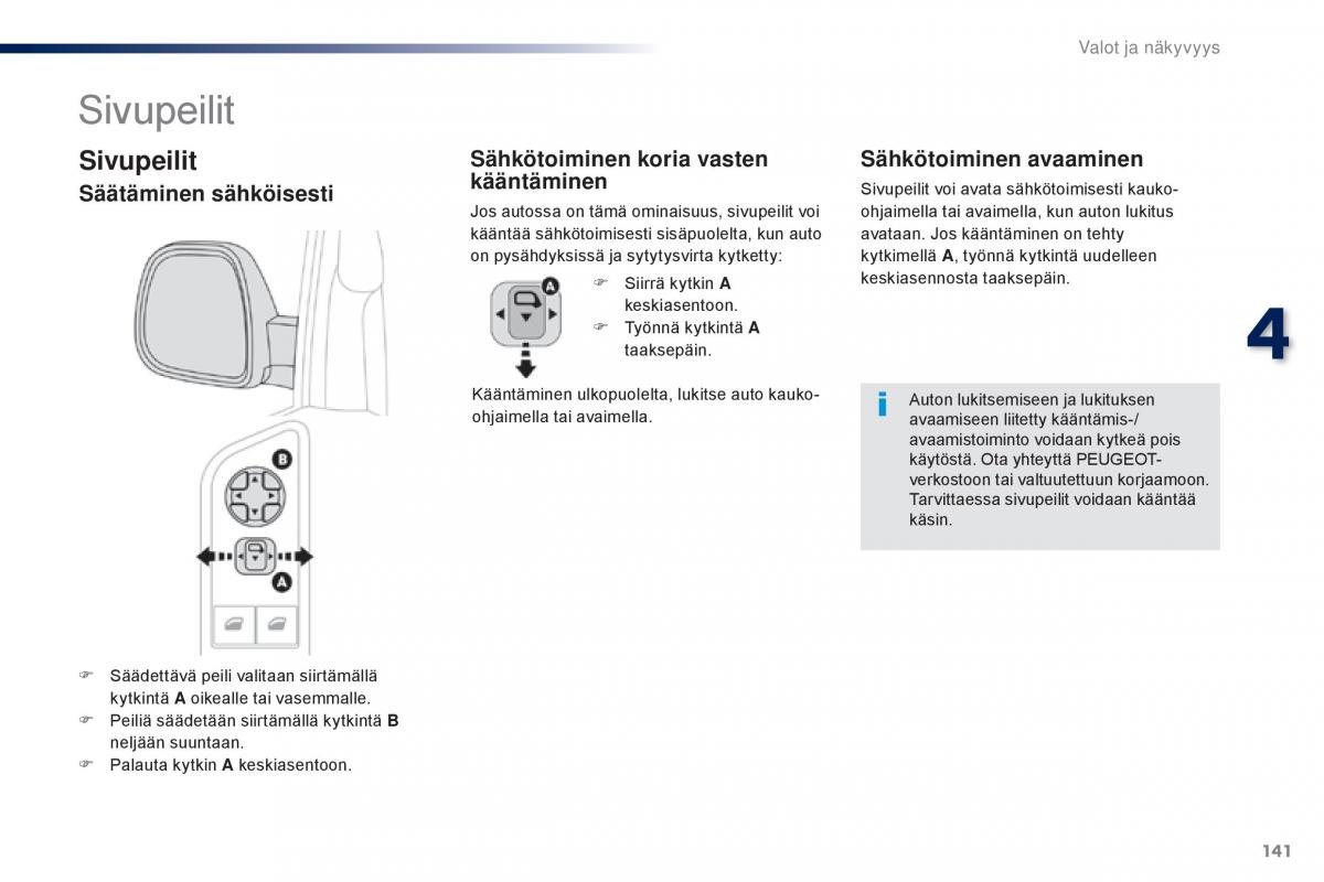 Peugeot Traveller omistajan kasikirja / page 143