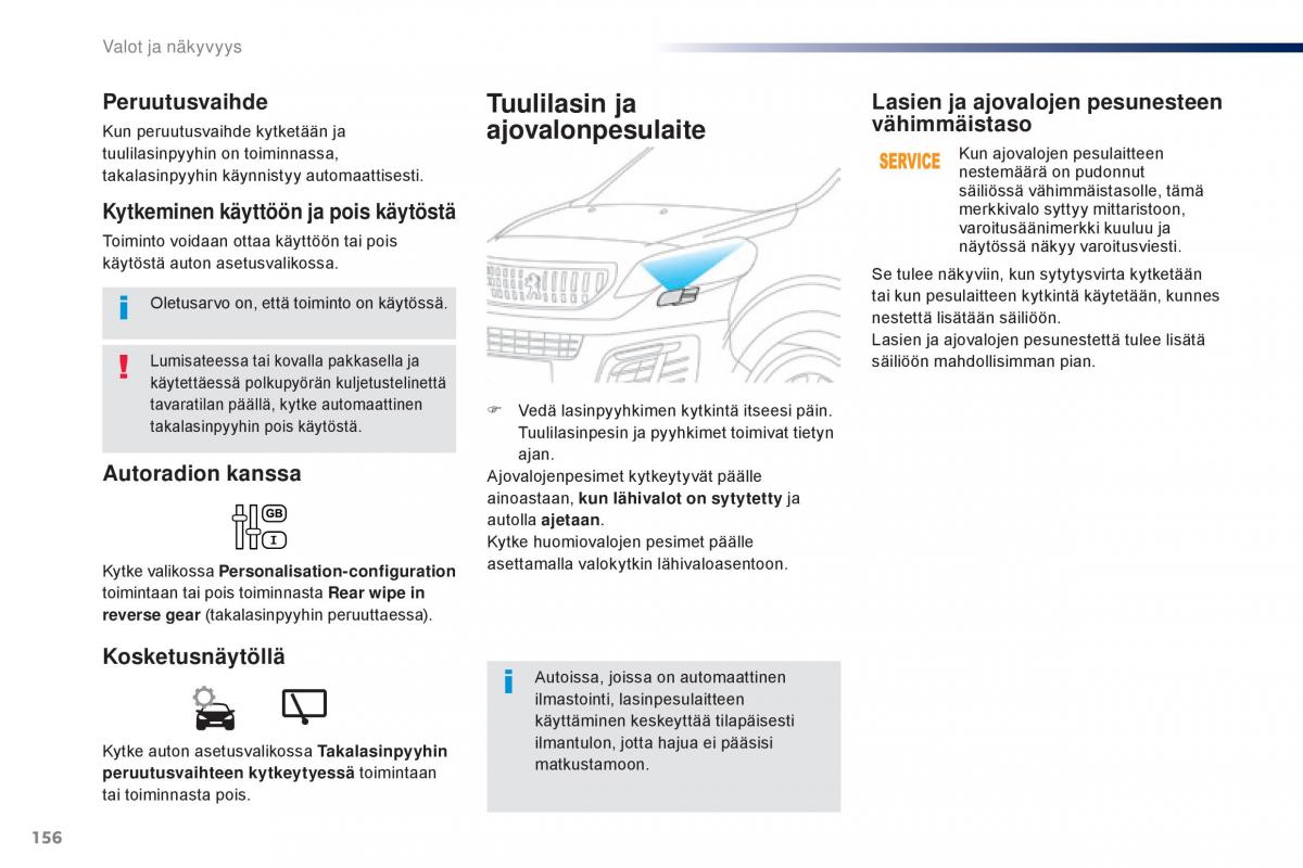 Peugeot Traveller omistajan kasikirja / page 158