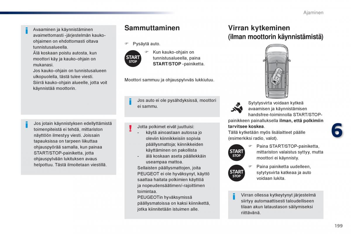 Peugeot Traveller omistajan kasikirja / page 201