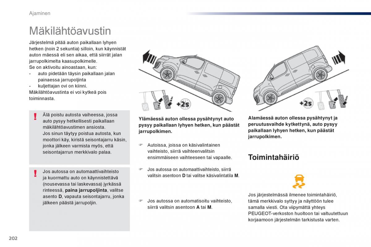 Peugeot Traveller omistajan kasikirja / page 204