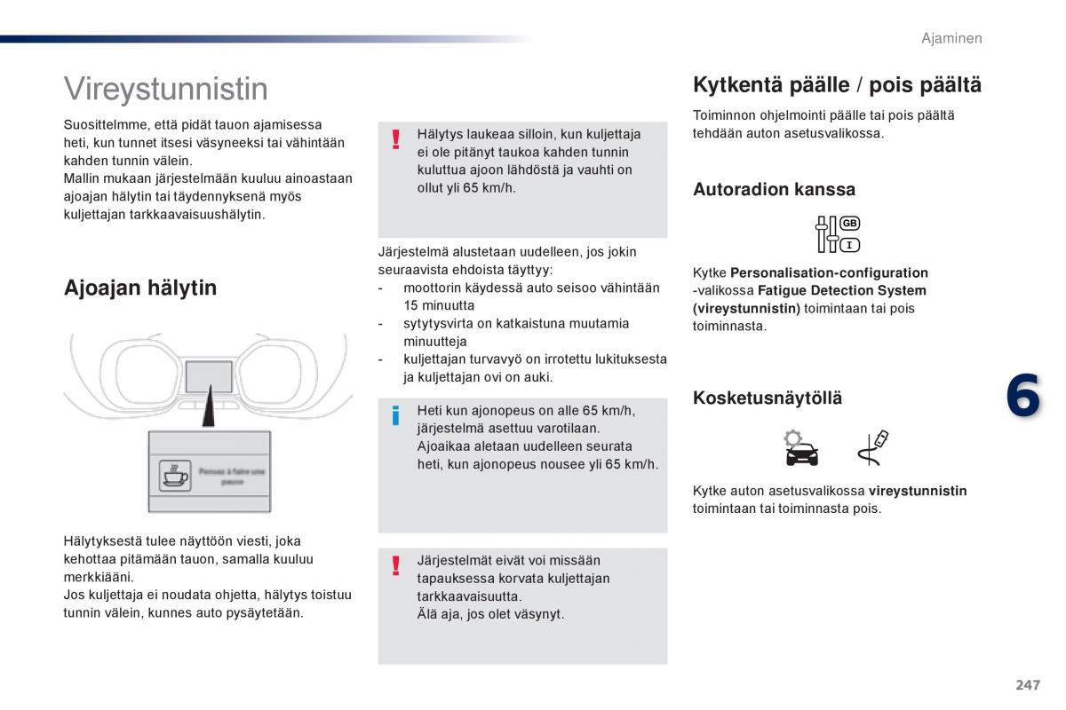 Peugeot Traveller omistajan kasikirja / page 249