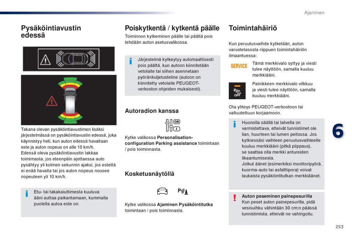 Peugeot Traveller omistajan kasikirja / page 255