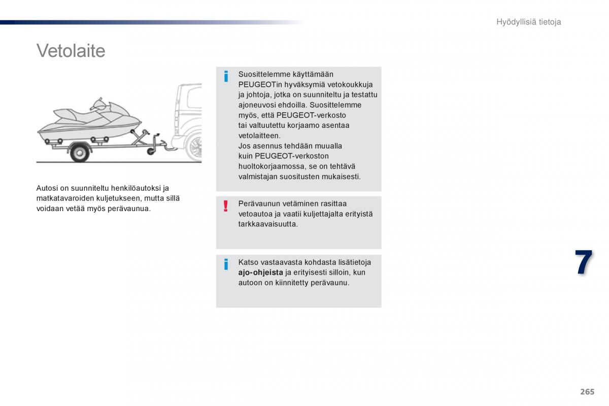 Peugeot Traveller omistajan kasikirja / page 267