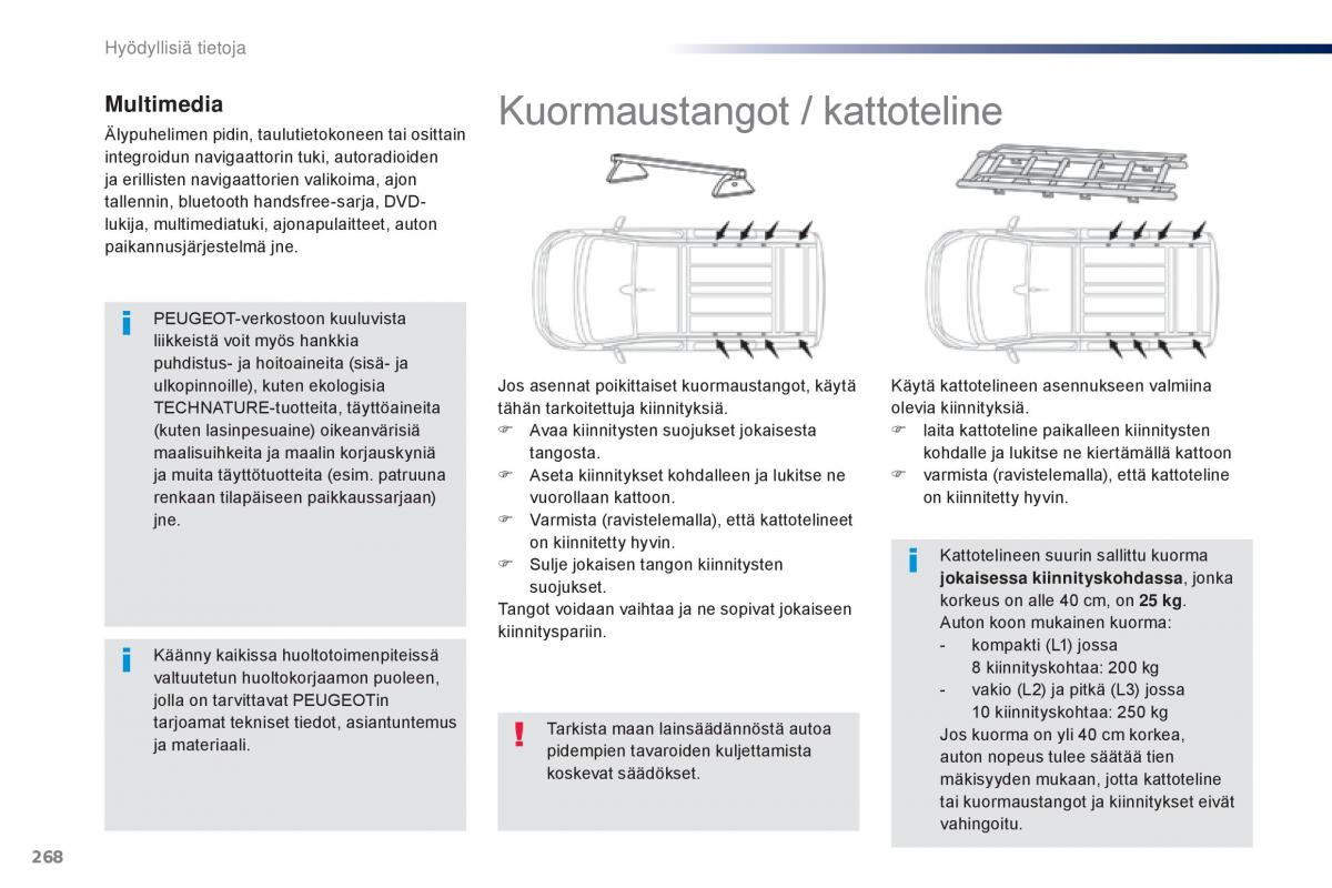 Peugeot Traveller omistajan kasikirja / page 270